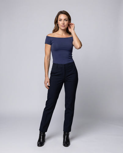 Damen nan einseitiges schulterumschmeichelndes Slim-Fit Jersey-Top mit kurzem Arm EB