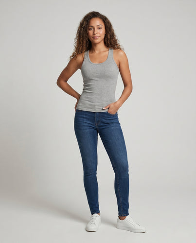 Damen nan figurbetontes Basic-Tanktop aus weichem Baumwollstretch mit breitem Träger EB