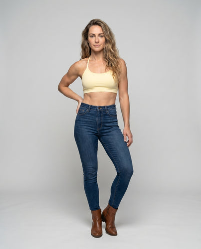 Damen nan figurbetontes Halter-Bustieroberteil aus feinem Rippjersey mit elastischem Unterbrustband EB