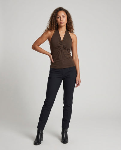 Damen nan figurbetontes Neckholder-Top mit Twist-Detail und Raffung EB