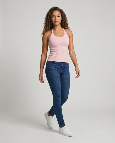 Damen nan figurbetontes Ripp-Top mit rundem Ausschnitt und breiten Trägern EB