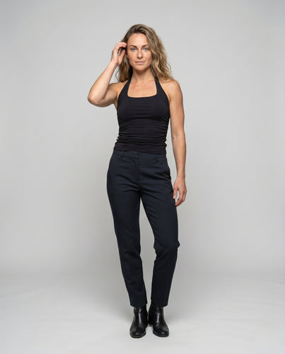 Damen nan figurnahes Neckholder-Top mit eckigem Ausschnitt und seitlicher Raffung EB