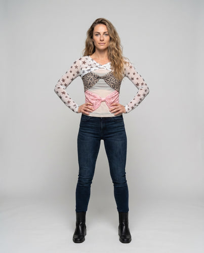 Damen nan gestreifte Slouch-Mütze mit leichtem Schirm und Zierstickerei aus Baumwollmix EB