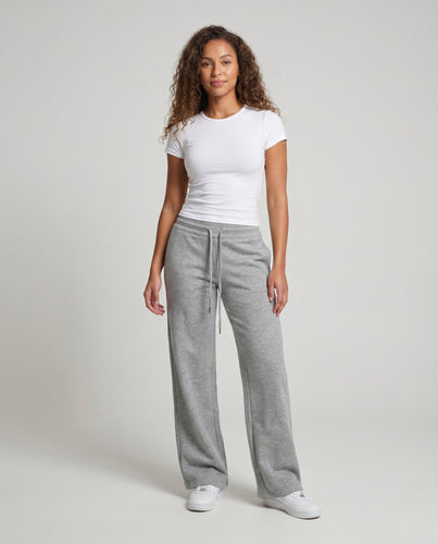 Damen nan hochgeschnittene weite Relax-Sweathose mit Rippenbund und Tunnelzug EB