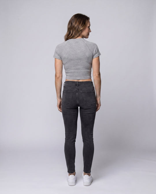 Damen nan klassisches Raglan-T-Shirt aus dichtem Baumwolljersey mit verstärktem Halsausschnitt EB