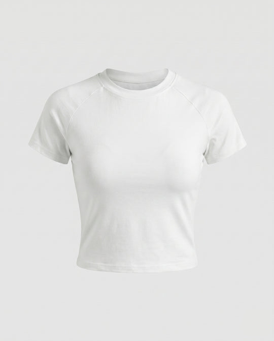 Damen nan klassisches Raglan-T-Shirt aus dichtem Baumwolljersey mit verstärktem Halsausschnitt EB