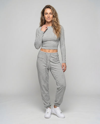 Damen nan konturiertes Crop-Longsleeve aus elastischem Jersey mit Raglanärmeln EB