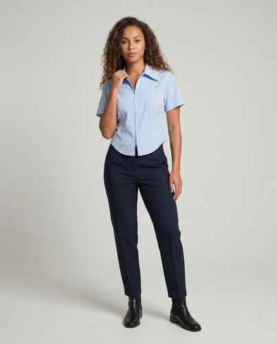 Damen nan kurzärmelige Hemdjacke im Boxy-Schnitt mit Frontreißverschluss EB