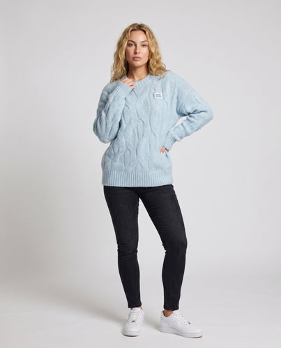 Damen nan kuscheliger Zopfpullover im Oversize-Schnitt mit Rundhalsausschnitt EB