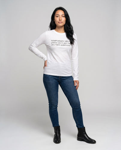 Damen nan leichtes Langarmshirt aus feinem Slub-Jersey mit Rundhals und Statement-Print EB