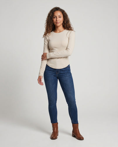 Damen nan nahtarmes Stretch-Basisshirt mit Raglanärmeln und verlängerten Manschetten EB