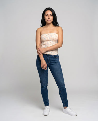 Damen nan nahtloses Bandeau-Cami im Retro-Blumenripp mit taillierender Passform EB