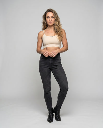 Damen nan nahtloses geripptes Bustier-Top aus Stretch-Rippjersey mit Komfortbund EB