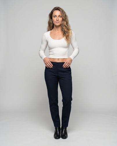 Damen nan nahtloses Langarmshirt mit U-Ausschnitt und atmungsaktiver Mikrorippstruktur EB