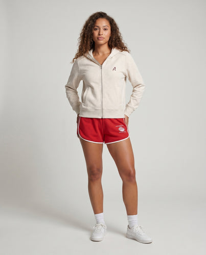 Damen nan Reißverschluss-Kapuzenjacke aus weichem Sweat mit Kängurutaschen und dezenter Logostickerei EB