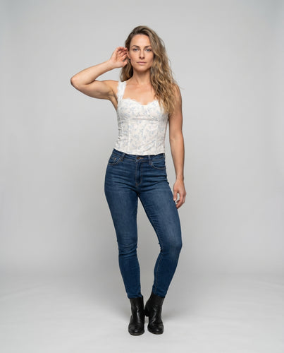 Damen nan romantisches Spitzenbustier mit floraler Jacquardstruktur und konturierter Passform EB