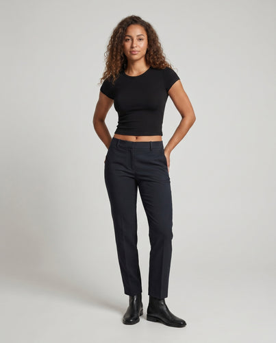 Damen nan rückenfreies elastisches Kurzarmtop mit schmaler Silhouette und Schleifenband EB