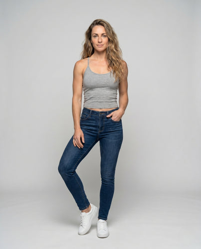 Damen nan schlank geschnittenes Neckholder-Spaghettiträger-Top aus Stretchjersey EB
