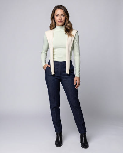 Damen nan schmal geschnittenes Stehkragen-Longsleeve aus ultrafeinem Modal-Ripp mit flachen Nähten EB