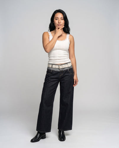 Damen nan Spitzen-Top aus feinem Rippjersey mit schmaler Silhouette und zarten Spitzenträgern EB