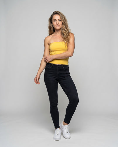 Damen nan tailliertes Bandeau-Croptop mit nahtlosem Stretchband und formender Passform EB
