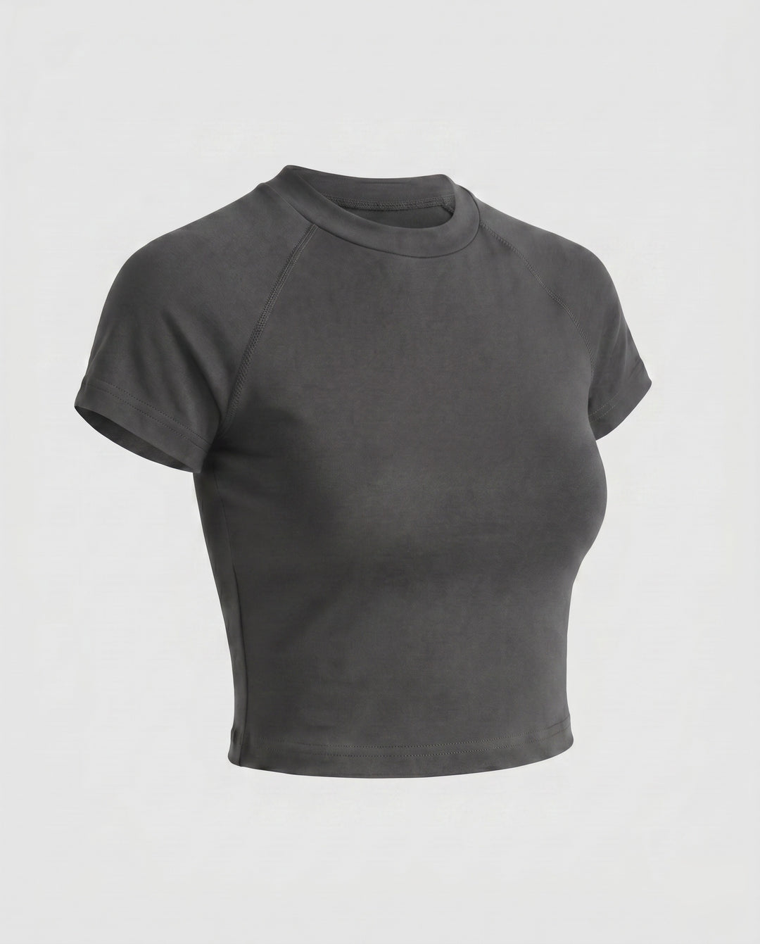 Damen nan tailliertes bauchfreies Kurzshirt aus Baumwolljersey mit Rundhalsausschnitt EB