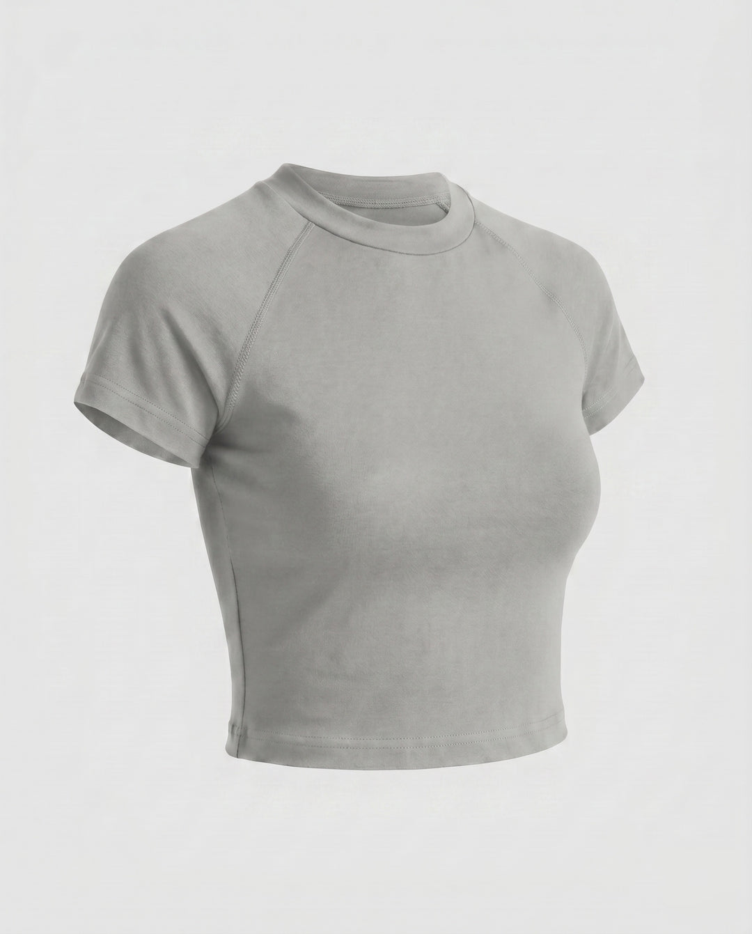 Damen nan tailliertes bauchfreies Kurzshirt aus Baumwolljersey mit Rundhalsausschnitt EB