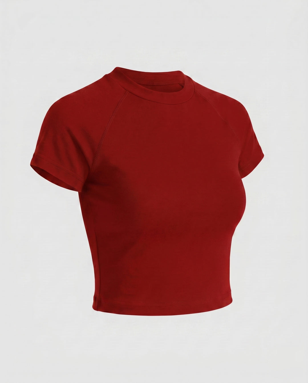 Damen nan tailliertes bauchfreies Kurzshirt aus Baumwolljersey mit Rundhalsausschnitt EB
