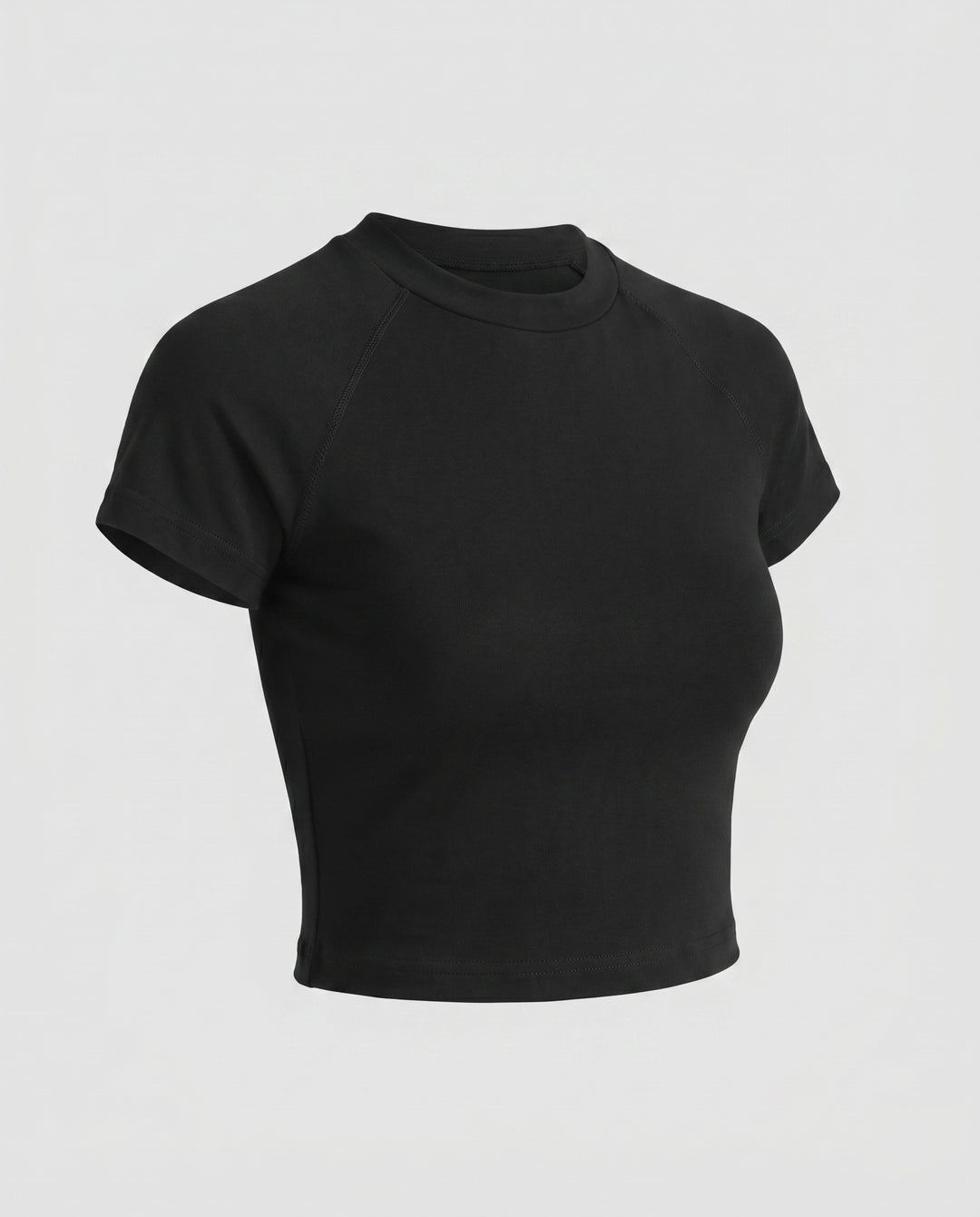 Damen nan tailliertes bauchfreies Kurzshirt aus Baumwolljersey mit Rundhalsausschnitt EB