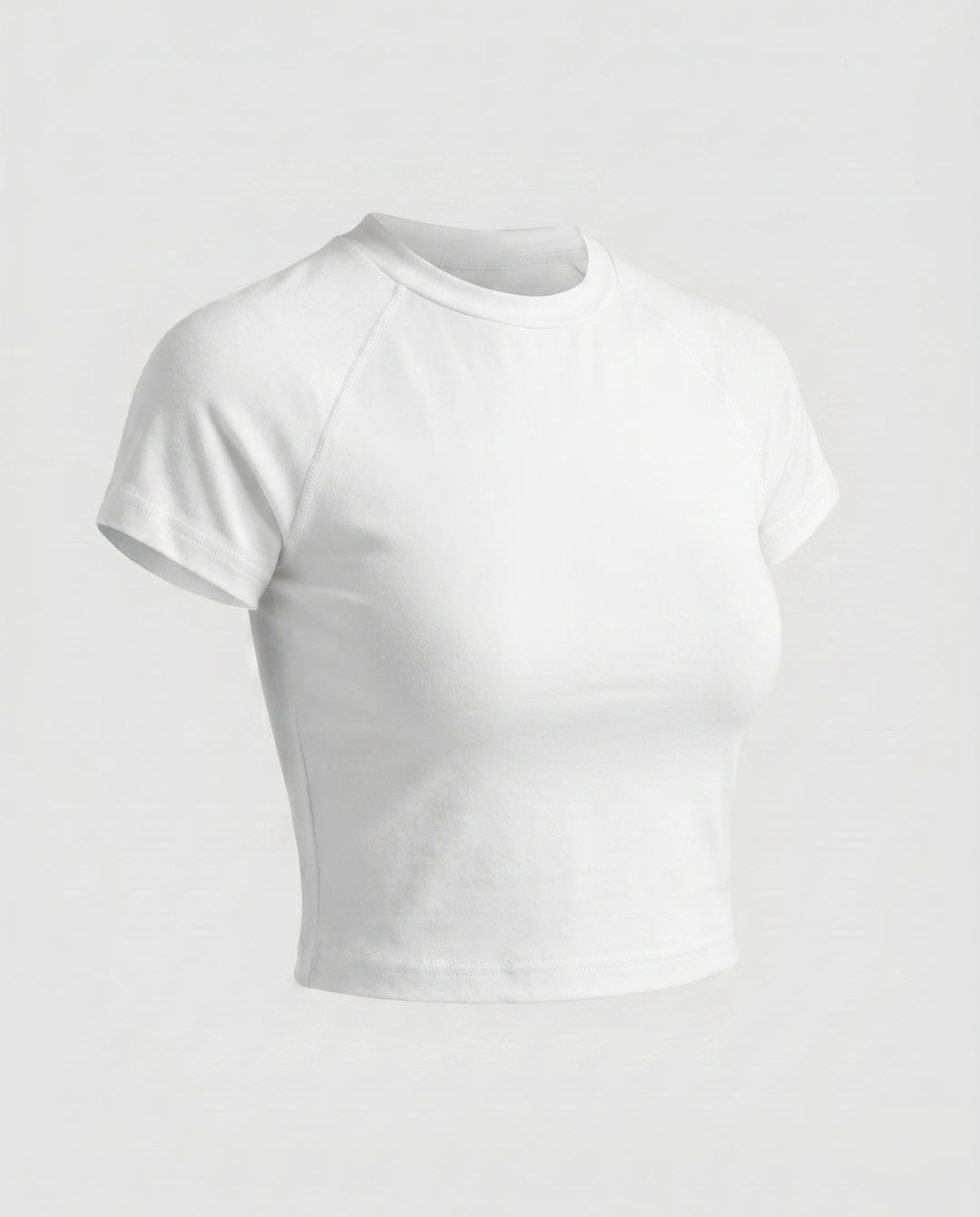 Damen nan tailliertes bauchfreies Kurzshirt aus Baumwolljersey mit Rundhalsausschnitt EB