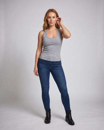 Damen nan tailliertes Halter-Top mit quadratischem Ausschnitt und formstabiler Rippstruktur EB