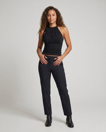 Damen nan tailliertes Halter-Top mit Schulterknoten, geraffter Brustpasse und formender Mittelnaht EB