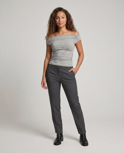 Damen nan tailliertes Halter-Top mit Wasserfallkragen aus feinem Stretchjersey EB