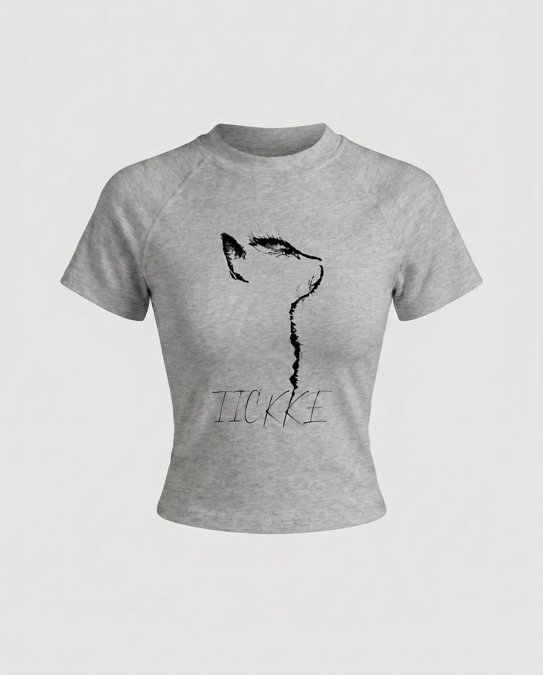 Damen nan tailliertes Kurzshirt mit stretchigem Jersey, Rundhalsausschnitt und minimalistischer Katzen-Skizze EB