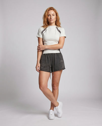 Damen nan tailliertes Sport-T-Shirt mit Kontrast-Einsätzen und Funktionsjersey EB