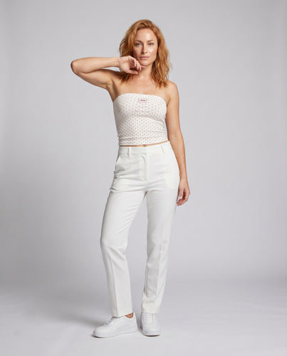 Damen nan tailliertes Tubetop mit feinem Polka‑Dot‑Print, formendem Unterbrustband und nahtloser Passform EB