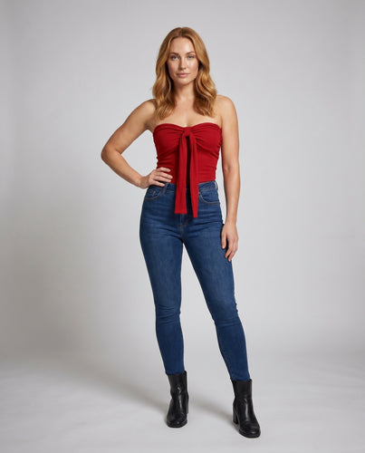 Damen nan trägerloses Jersey-Bustier mit dekorativem Frontband und figurbetontem Schnitt EB