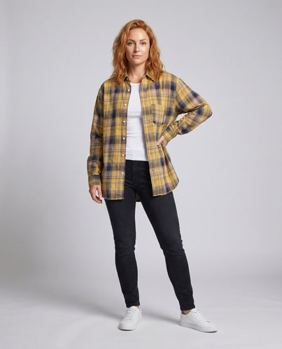 Damen nan weit geschnittene Hemdjacke im Karo-Look mit ausgefranstem Saum und Kordelzug EB