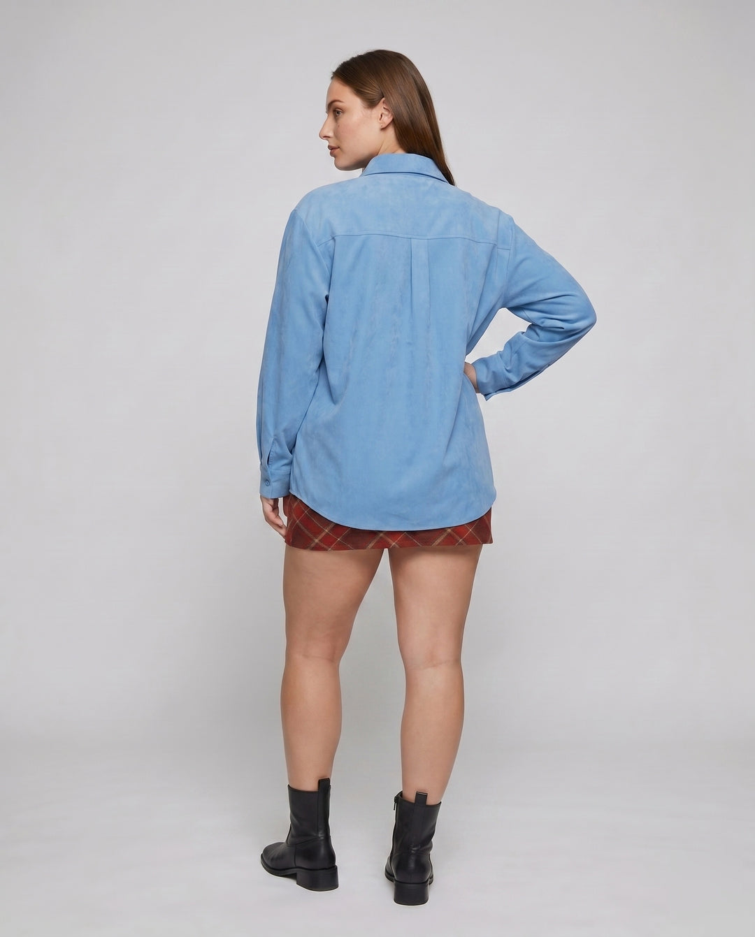Damen nan weit geschnittene Hemdjacke mit verdecktem Reißverschluss und Brusttasche EB
