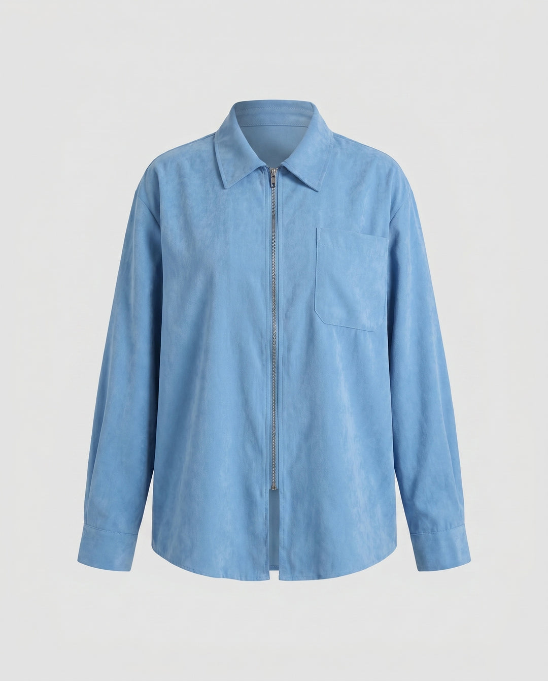 Damen nan weit geschnittene Hemdjacke mit verdecktem Reißverschluss und Brusttasche EB