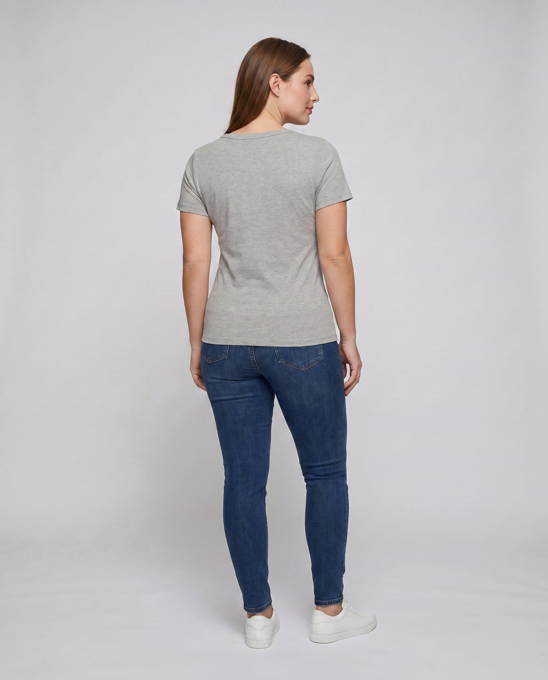 Damen nan weit geschnittenes Baumwollshirt mit Rundhalsausschnitt und Kurzarm EB
