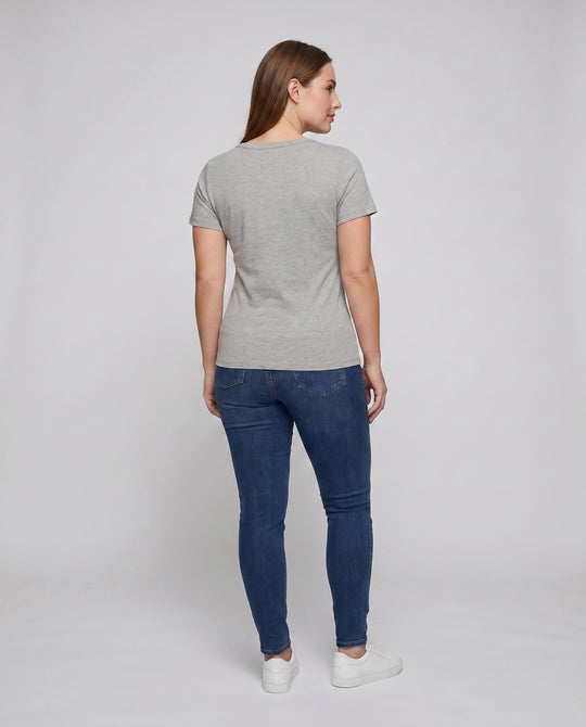 Damen nan weit geschnittenes Baumwollshirt mit Rundhalsausschnitt und Kurzarm EB