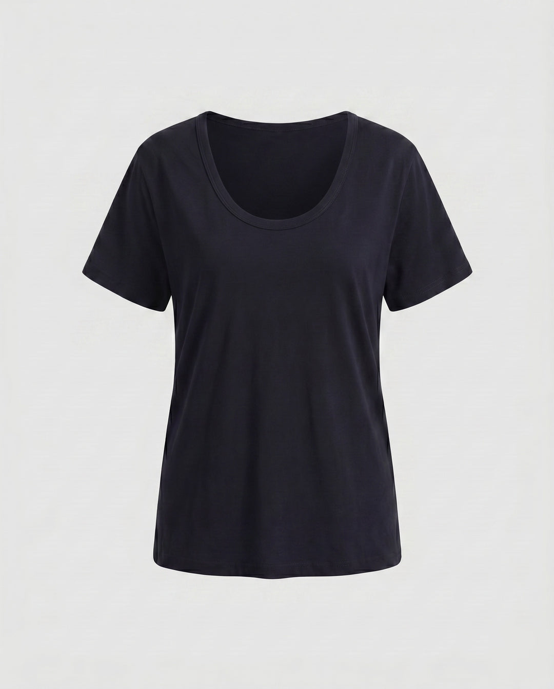 Damen nan weit geschnittenes Baumwollshirt mit Rundhalsausschnitt und Kurzarm EB