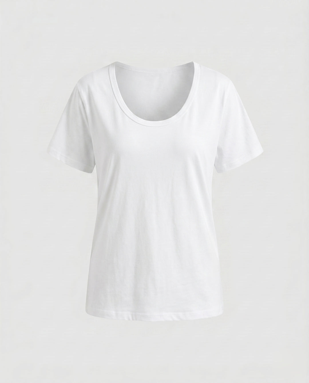 Damen nan weit geschnittenes Baumwollshirt mit Rundhalsausschnitt und Kurzarm EB