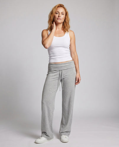 Damen nan weite Jersey-Loungehose mit umgeschlagenem Bund und Kordelzug EB