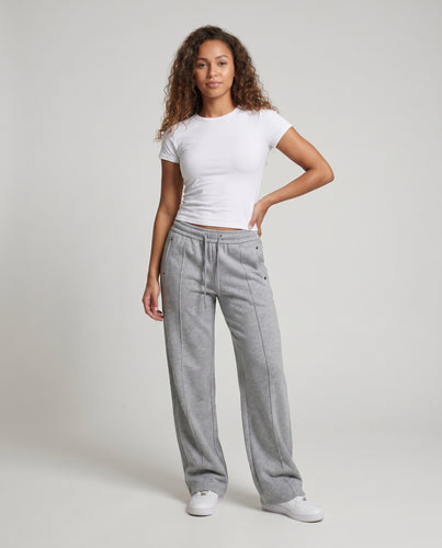 Damen nan weite Jogginghose aus angerautem Sweatstoff mit elastischem Bund, Kordelzug und Eingrifftaschen EB