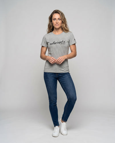 Unisex nan kurzarmiges Baumwolljersey-T-Shirt mit vertikalem Linienprint und geradem Saum EB
