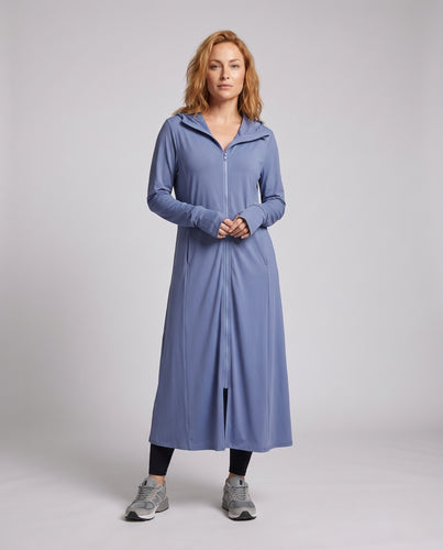 Damen Longline Hoodie-Robe mit Reißverschluss EB