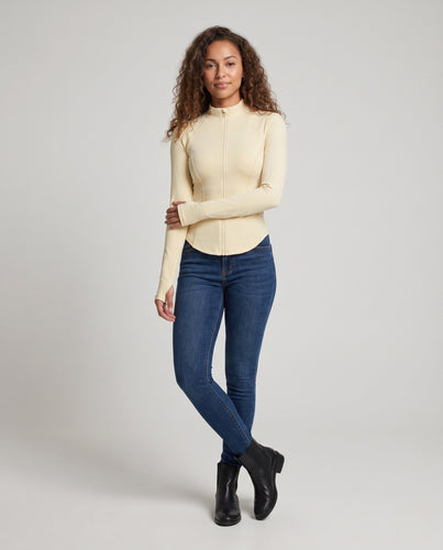 Damen Sportliche Funktionsjacke mit hohem Kragen und Reißverschluss EB