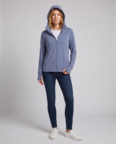 Damen Sportliche Funktionsjacke mit Kapuze und UV-Schutz EB